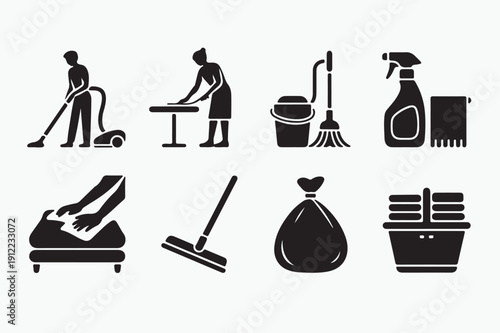 Housekeeping Cleaning Service Icon Set