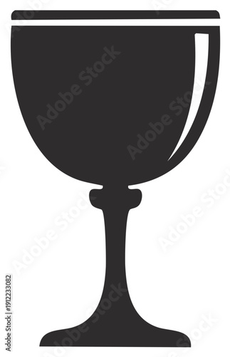 Silhouette of a wine glass, simple design, isolated on a white background, concept symbol.