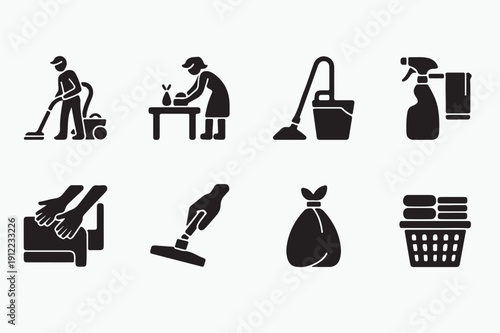 Housekeeping Cleaning Service Icon Set