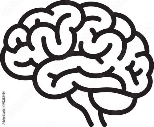 Black brain on white background symbol mind