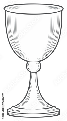 Vintage style line art chalice drawing hand drawn goblet sketch