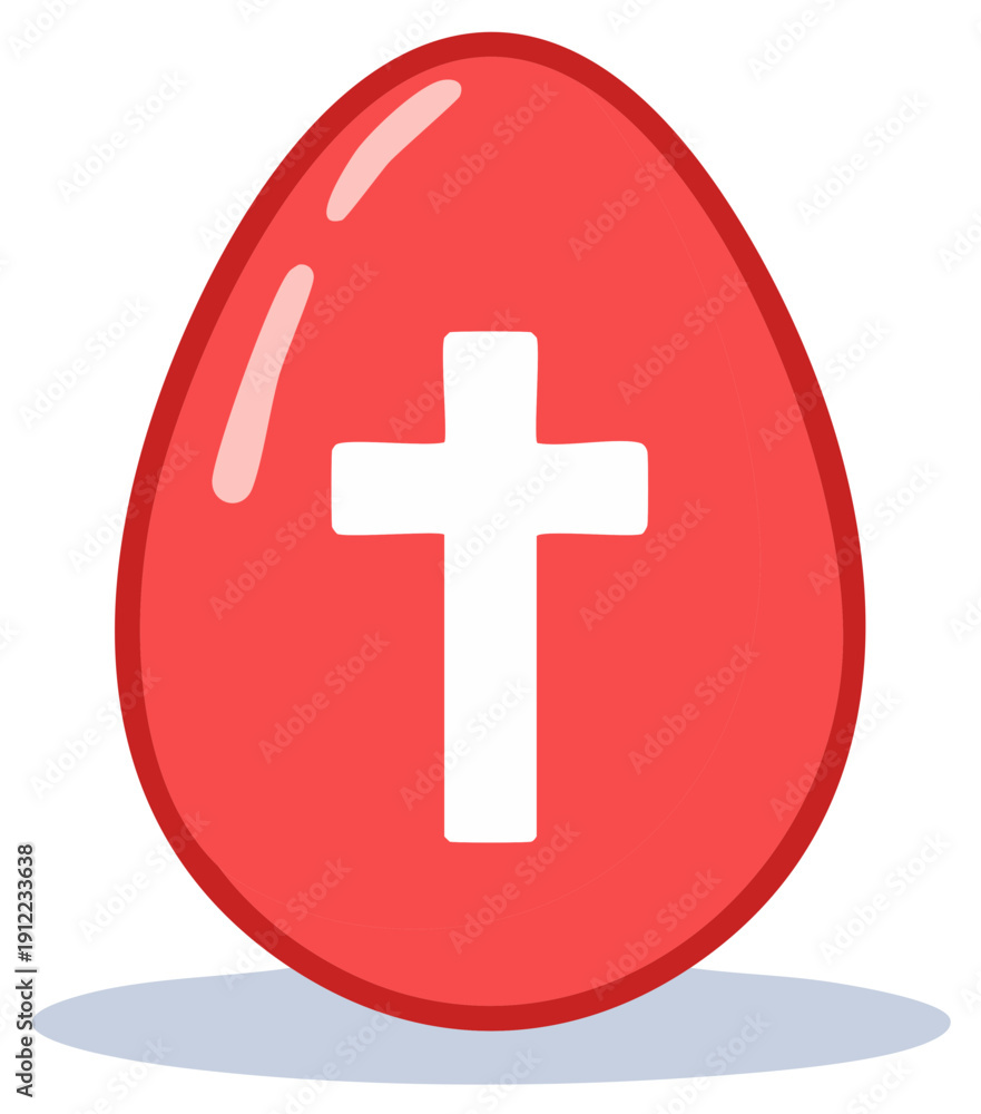 Obraz premium A red Easter egg with a white cross in the center, a symbol of Christ's resurrection.