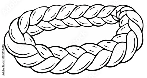 Illustration of a single, thick braided strand of hair forming an oval shape