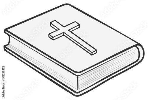Illustration of a Closed Book with a Cross on the Cover