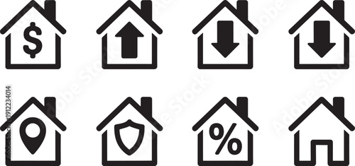 Black house with symbols real estate finance