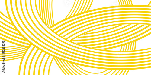 Doodle banner with yellow ramen pattern on white background. Wave abstract pattern.