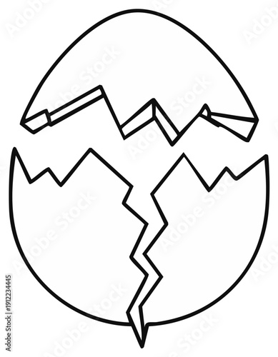 Cracked Eggshell Outline Symbolizing New Beginnings and Birth