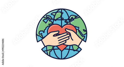Hands holding a heart shaped earth symbolizing global love and unity.