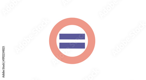 Equality symbol icon with purple bars inside a pink circle.