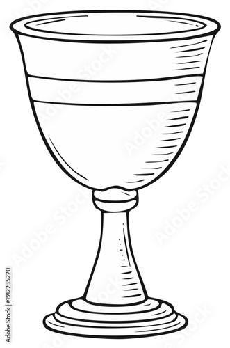 Ornate Chalice Glassware for Drinks and Rituals Hand Drawn Outline