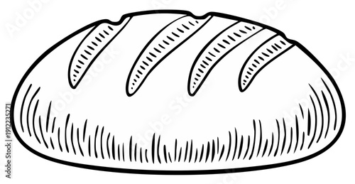 Artistic illustration of freshly baked artisan bread, showing texture and detail.