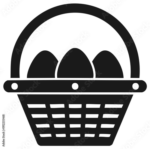Silhouette illustration of a basket filled with three eggs