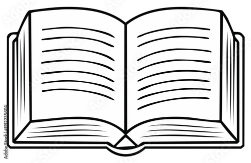 Open Book Illustration with Blank Pages for Text or Learning Concepts