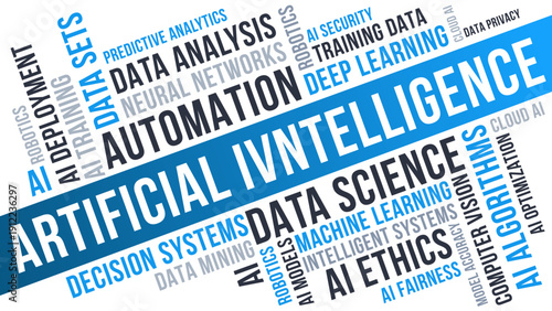 Artificial Intelligence Word Cloud Design for Automation Data Science and AI Ethics. Artificial Intelligence