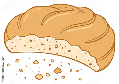 Crusty Bread Loaf with Crumbs Falling
