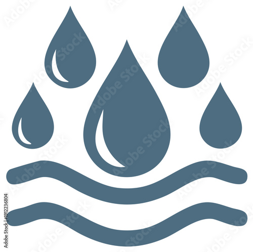 Stylized Water Droplets Falling onto Waves for Hydration or Cleansing Concepts