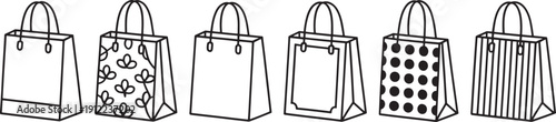 Various shopping bags paper bags handles retail