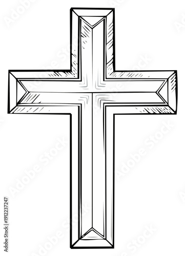 Christian Cross Graphic in Black and White Religious Symbol of Faith