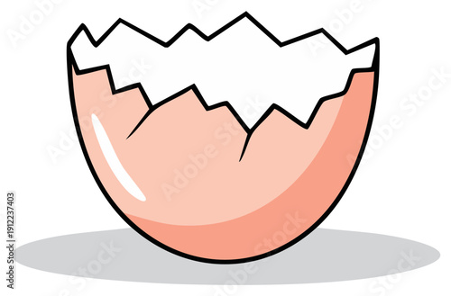 Broken eggshell vector illustration with empty interior depicts fragility and vulnerability