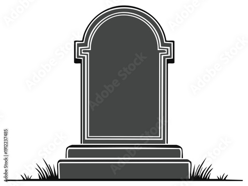 Simple Gravestone Monument with Grass Accents Classic Memorial Headstone Design