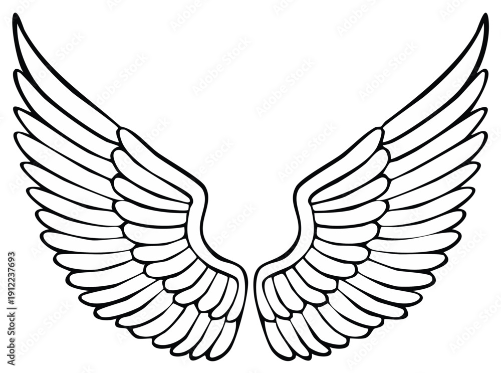 Obraz premium Illustrative Angel Wings Emblem Silhouette Symbol Graphic Design