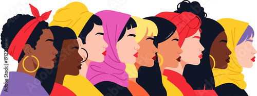 Diverse Group of Women Standing Together, Celebrating Unity and Empowerment