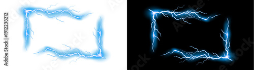 Canvas Print PNG image of Two brilliant electric blue lightning frame borders featuring jagge