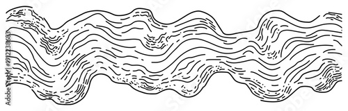 Abstract wavy pattern with flowing hand drawn lines in a banner style