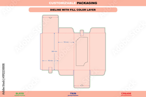 Tall toy packaging dieline template with vertical box structure and printable layout for retail toy display ensuring accurate die line alignment