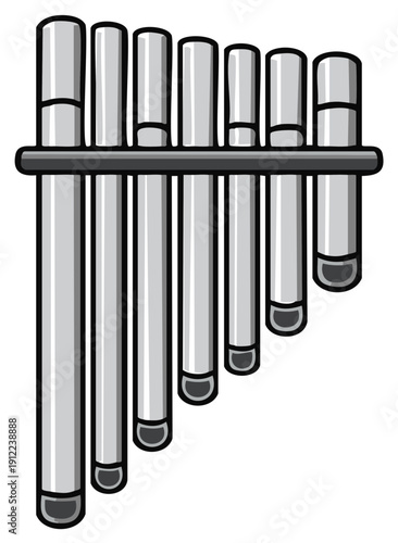 Cartoon panpipes musical instrument isolated illustration.