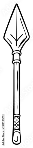 Hand-drawn sketch spear or javelin with stylized shaft and head on white