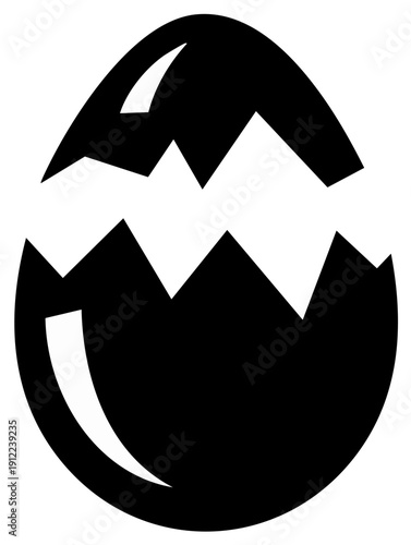 Broken eggshell icon vector illustration on a black background