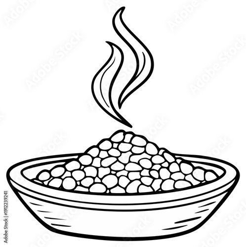 Bowl of chickpeas with steam illustration