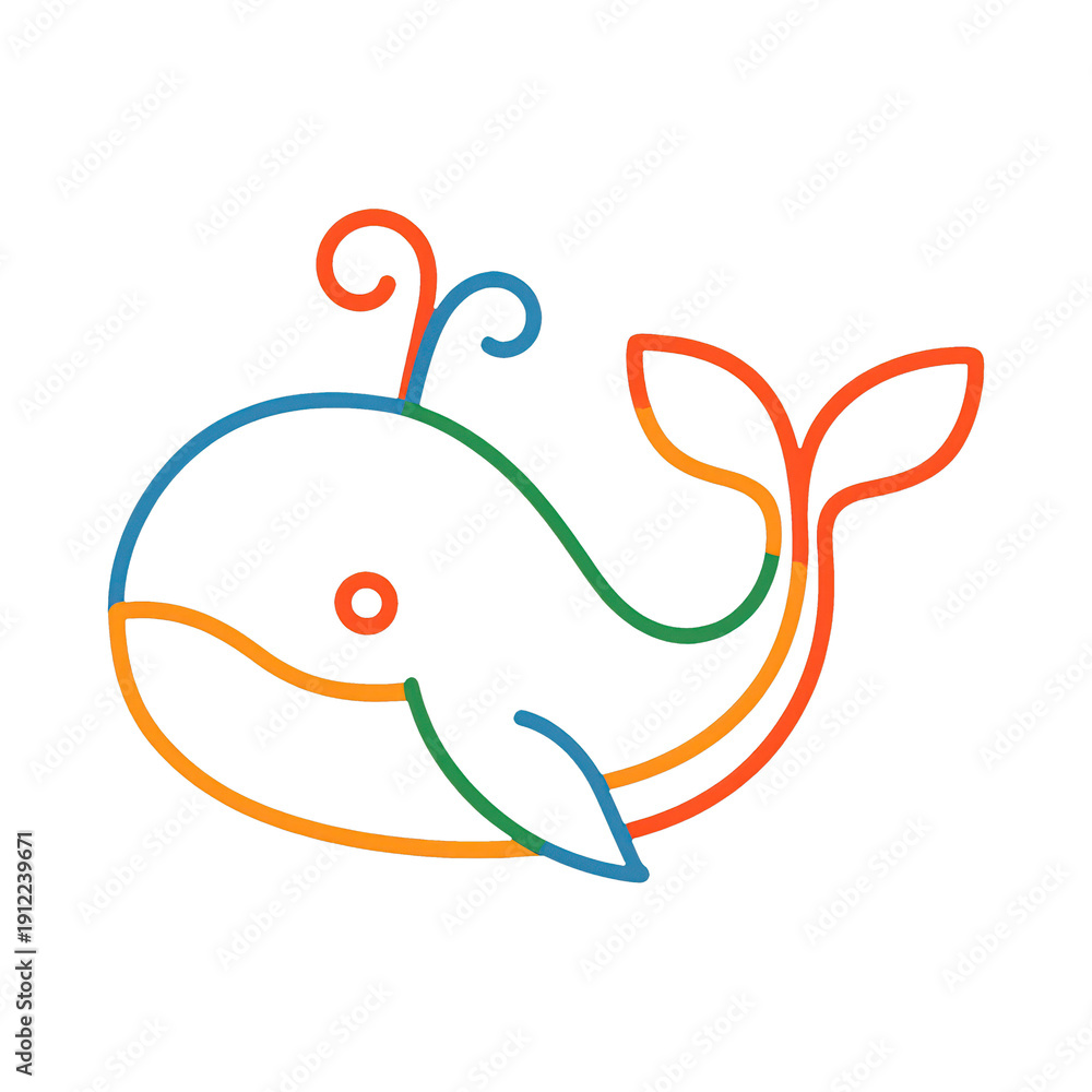Obraz premium PNG Colorful abstract whale illustration.