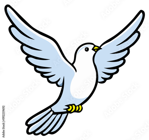 Peaceful Dove Flying Illustration with Open Wings Symbol of Hope and Spirituality isolated