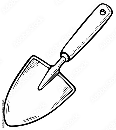 Hand Drawn Illustration of a Garden Trowel Tool