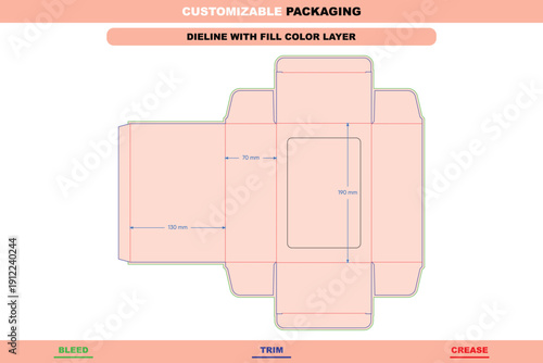 Toy gift box dieline packaging template for toy present design with folding carton structure and printable layout prepared for accurate die line output