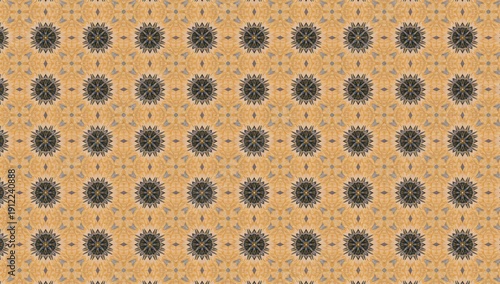 Vibrant Pattern of Sunflowers in a Repetitive Design Across a Warm Background