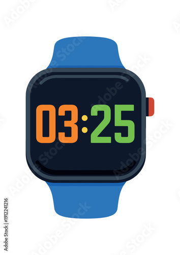 smartwatch face displaying countdown digits wearable timer device . colored flat icon vector illustration
