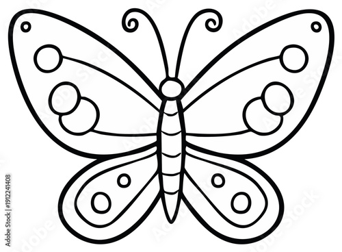 Simple Butterfly Outline Illustration for Coloring and Design