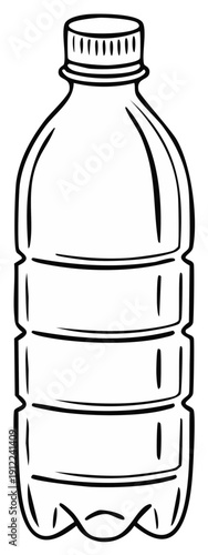 Outline illustration of a plastic water bottle with screw cap.