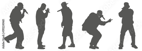 Hip hop rapper performance silhouette set