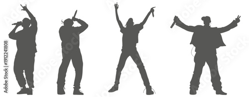 Hip hop rapper performance silhouette set