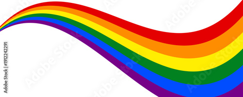 Wavy striped shape with LGBT Rainbow flag colors.Vector illustration.
