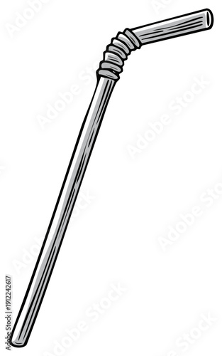 Cartoon Illustration of a Bendable Drinking Straw for Beverages and Mixed Drinks