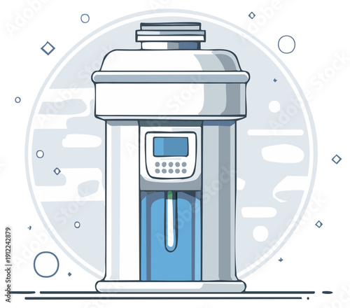 Water cooler modern vector illustration. Device for office workers or public service organization.
