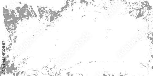 Abstract grunge frame design featuring dark ink splashes and a vintage paint texture on a black vector background border with dirty splatter stains