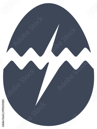 Abstract vector illustration of a cracked egg shell revealing a lightning bolt