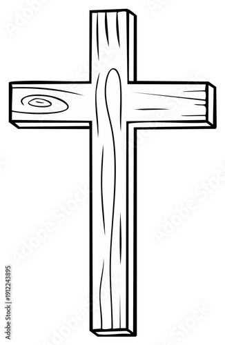 Simple Wood Cross Icon Outline Drawing Symbolic Faith and Hope Spiritual Reminder Religious Belief Illustration Religious Concepts