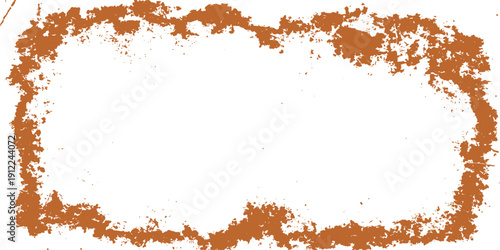 Old rusty metal wall texture with a red grunge frame creates a dirty brown aged pattern for a vintage paper background design